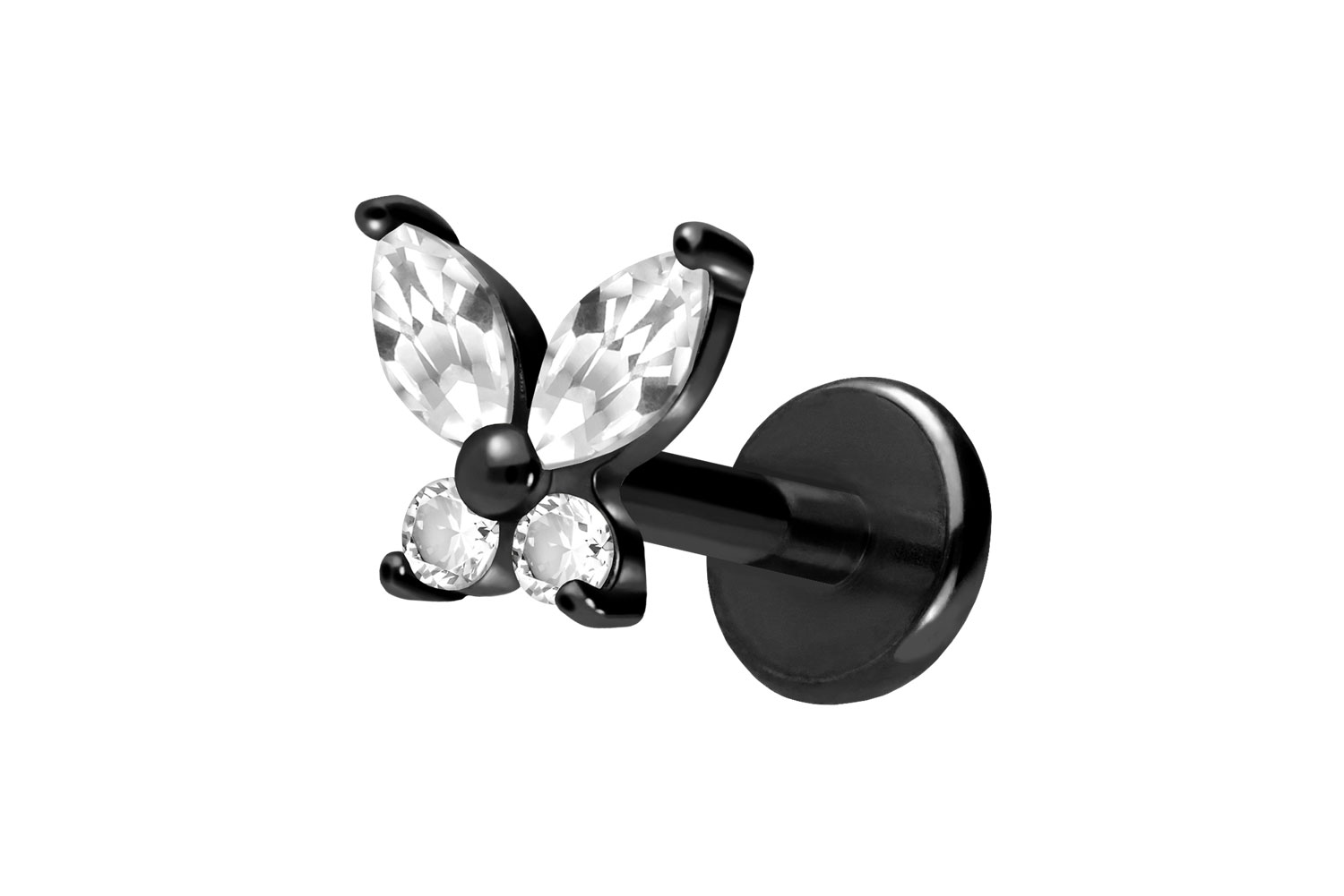Titan Labret Piercing mit Push Fit KRISTALLSCHMETTERLING